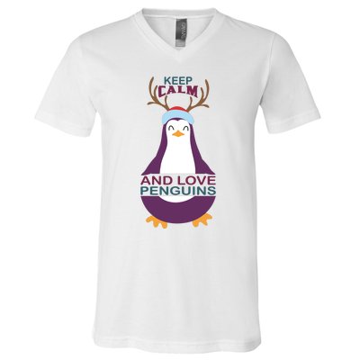 Keep Calm And Love Penguins V-Neck T-Shirt