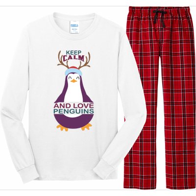 Keep Calm And Love Penguins Long Sleeve Pajama Set