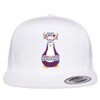 Keep Calm And Love Penguins Flat Bill Trucker Hat