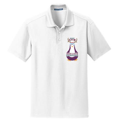 Keep Calm And Love Penguins Dry Zone Grid Polo