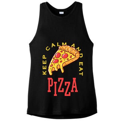 Keep Calm And Eat Pizza Funny Ladies PosiCharge Tri-Blend Wicking Tank