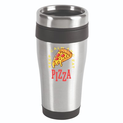 Keep Calm And Eat Pizza Funny 16oz Travel Tumbler