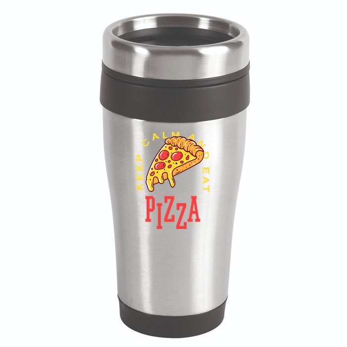 Keep Calm And Eat Pizza Funny 16oz Travel Tumbler