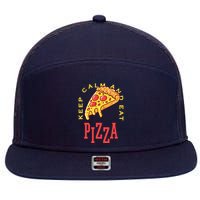Keep Calm And Eat Pizza Funny 7 Panel Mesh Trucker Snapback Hat