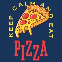 Keep Calm And Eat Pizza Funny 7 Panel Mesh Trucker Snapback Hat