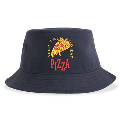 Keep Calm And Eat Pizza Funny Sustainable Bucket Hat