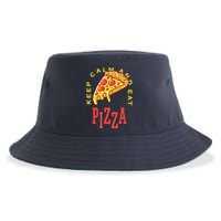 Keep Calm And Eat Pizza Funny Sustainable Bucket Hat