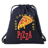 Keep Calm And Eat Pizza Funny Drawstring Bag