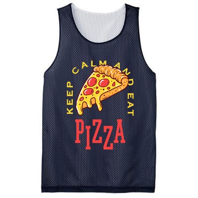 Keep Calm And Eat Pizza Funny Mesh Reversible Basketball Jersey Tank