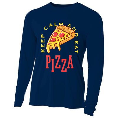 Keep Calm And Eat Pizza Funny Cooling Performance Long Sleeve Crew