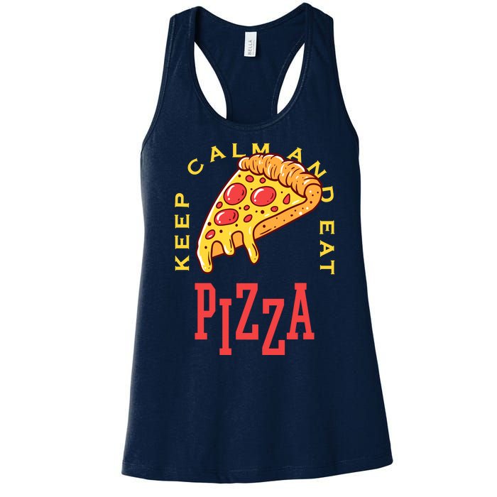 Keep Calm And Eat Pizza Funny Women's Racerback Tank