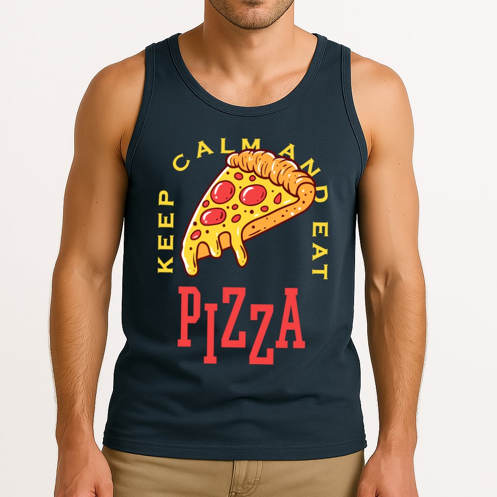 Keep Calm And Eat Pizza Funny Tank Top