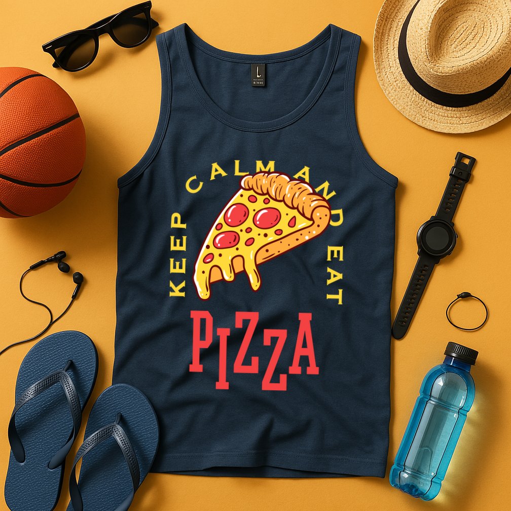 Keep Calm And Eat Pizza Funny Tank Top