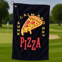 Keep Calm And Eat Pizza Funny Golf Towel