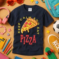 Keep Calm And Eat Pizza Funny Kids T-Shirt
