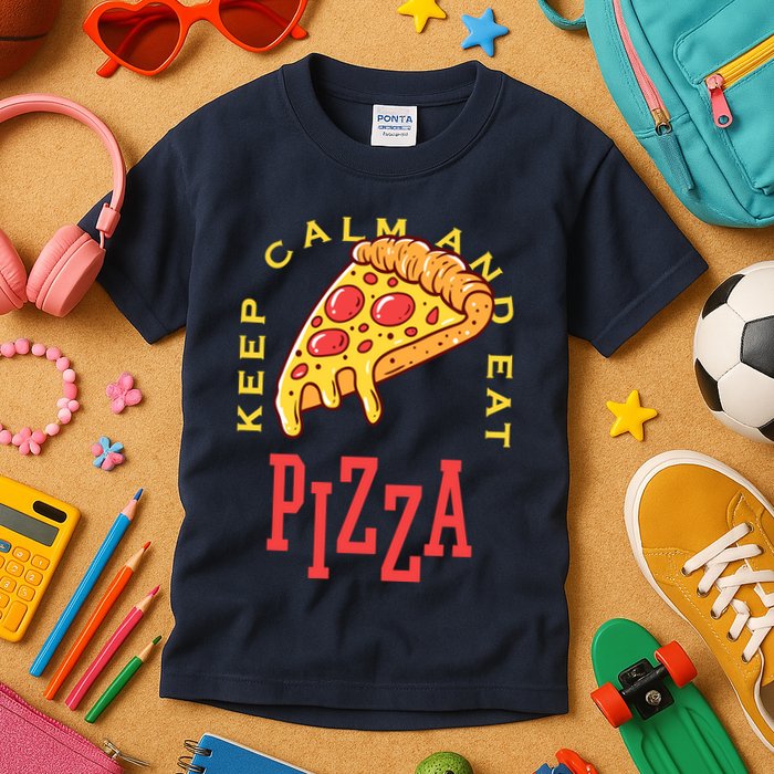 Keep Calm And Eat Pizza Funny Kids T-Shirt