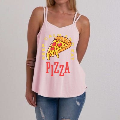 Keep Calm And Eat Pizza Funny Women's Strappy Tank