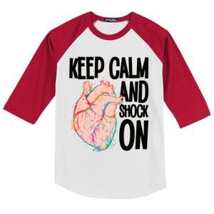 Keep Calm And Shock On Cardiac Nurse Great Gift Kids Colorblock Raglan Jersey