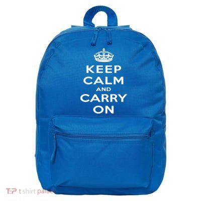 Keep Calm And Carry On Gift 16 in Basic Backpack