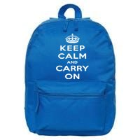 Keep Calm And Carry On Gift 16 in Basic Backpack