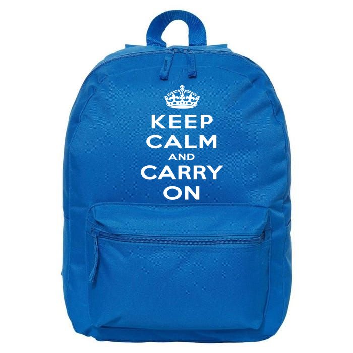 Keep Calm And Carry On Gift 16 in Basic Backpack