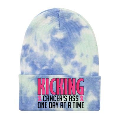 Kicking Cancer's Ass At A Time Breast Cancer Awareness Tie Dye 12in Knit Beanie