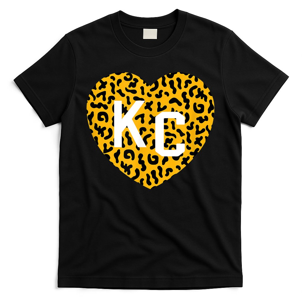 Kc Cheetah Animal Print Heart Kc Kansas City Cheetah Heart T-Shirt