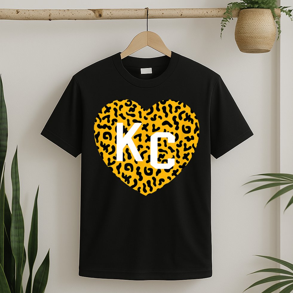 Kc Cheetah Animal Print Heart Kc Kansas City Cheetah Heart T-Shirt