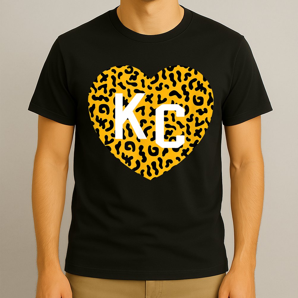Kc Cheetah Animal Print Heart Kc Kansas City Cheetah Heart T-Shirt