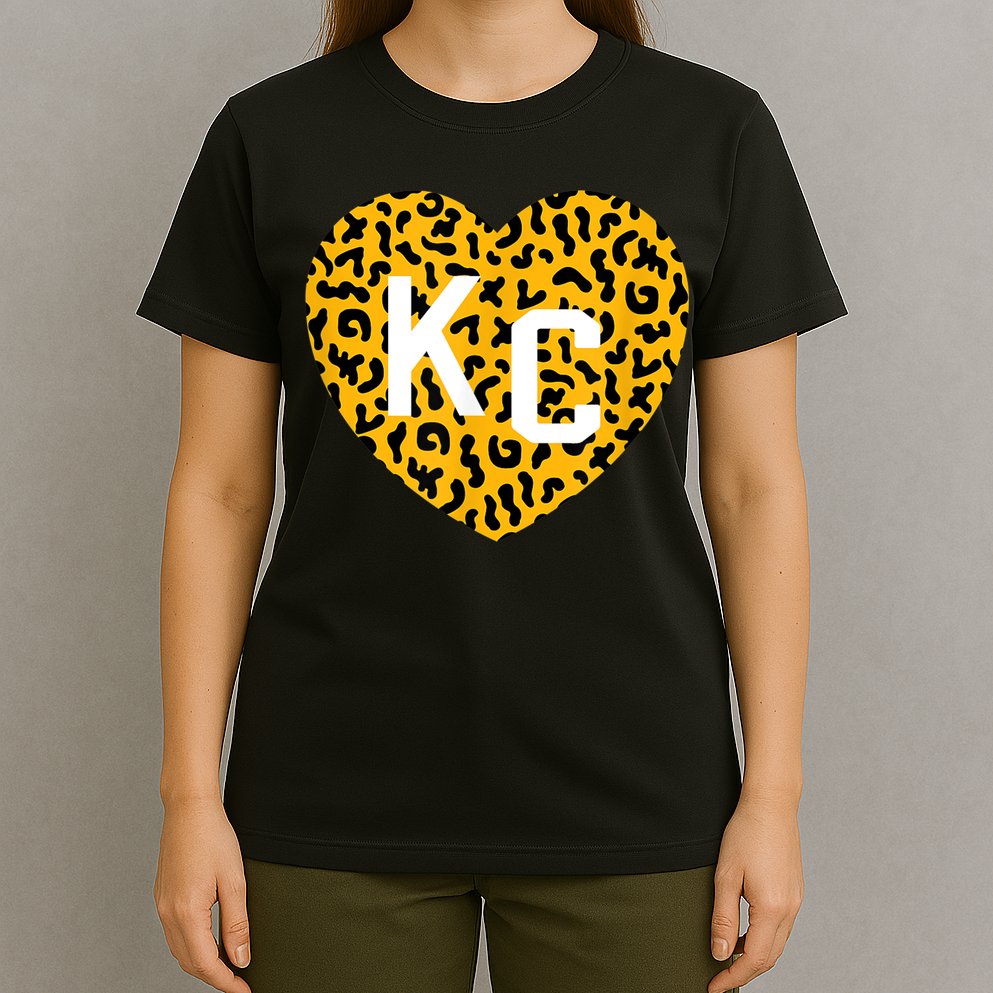 Kc Cheetah Animal Print Heart Kc Kansas City Cheetah Heart T-Shirt
