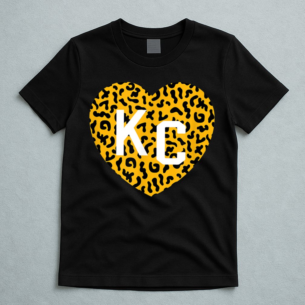 Kc Cheetah Animal Print Heart Kc Kansas City Cheetah Heart T-Shirt