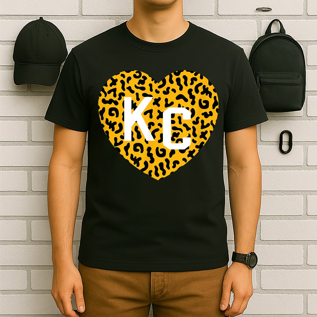 Kc Cheetah Animal Print Heart Kc Kansas City Cheetah Heart T-Shirt