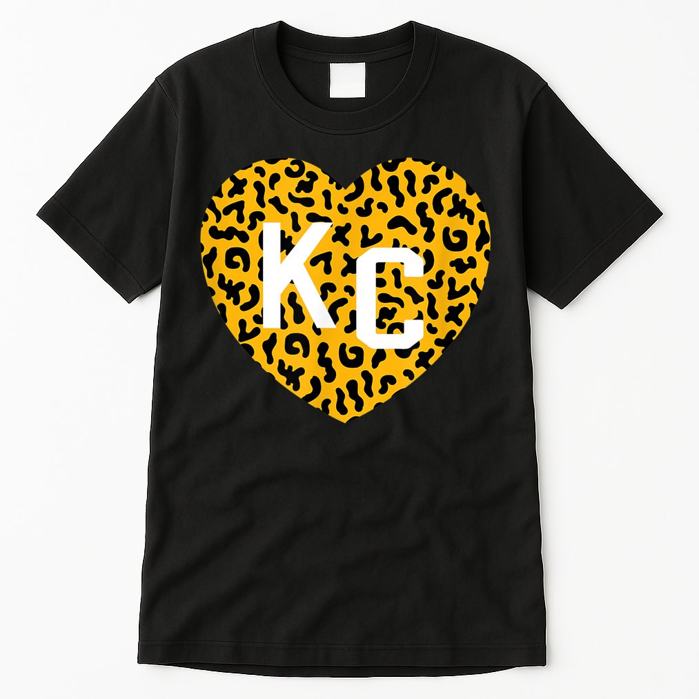 Kc Cheetah Animal Print Heart Kc Kansas City Cheetah Heart Tall T-Shirt