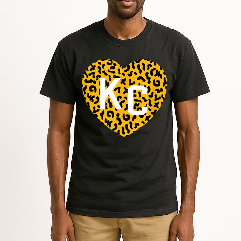 Kc Cheetah Animal Print Heart Kc Kansas City Cheetah Heart Tall T-Shirt