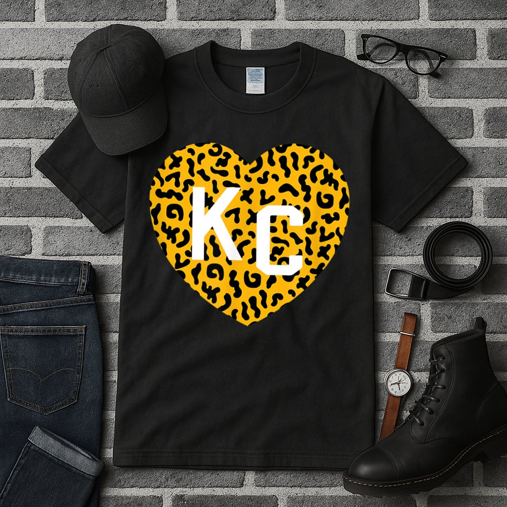 Kc Cheetah Animal Print Heart Kc Kansas City Cheetah Heart Tall T-Shirt