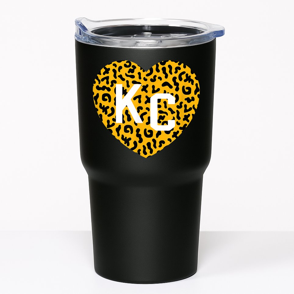 Kc Cheetah Animal Print Heart Kc Kansas City Cheetah Heart Tumbler