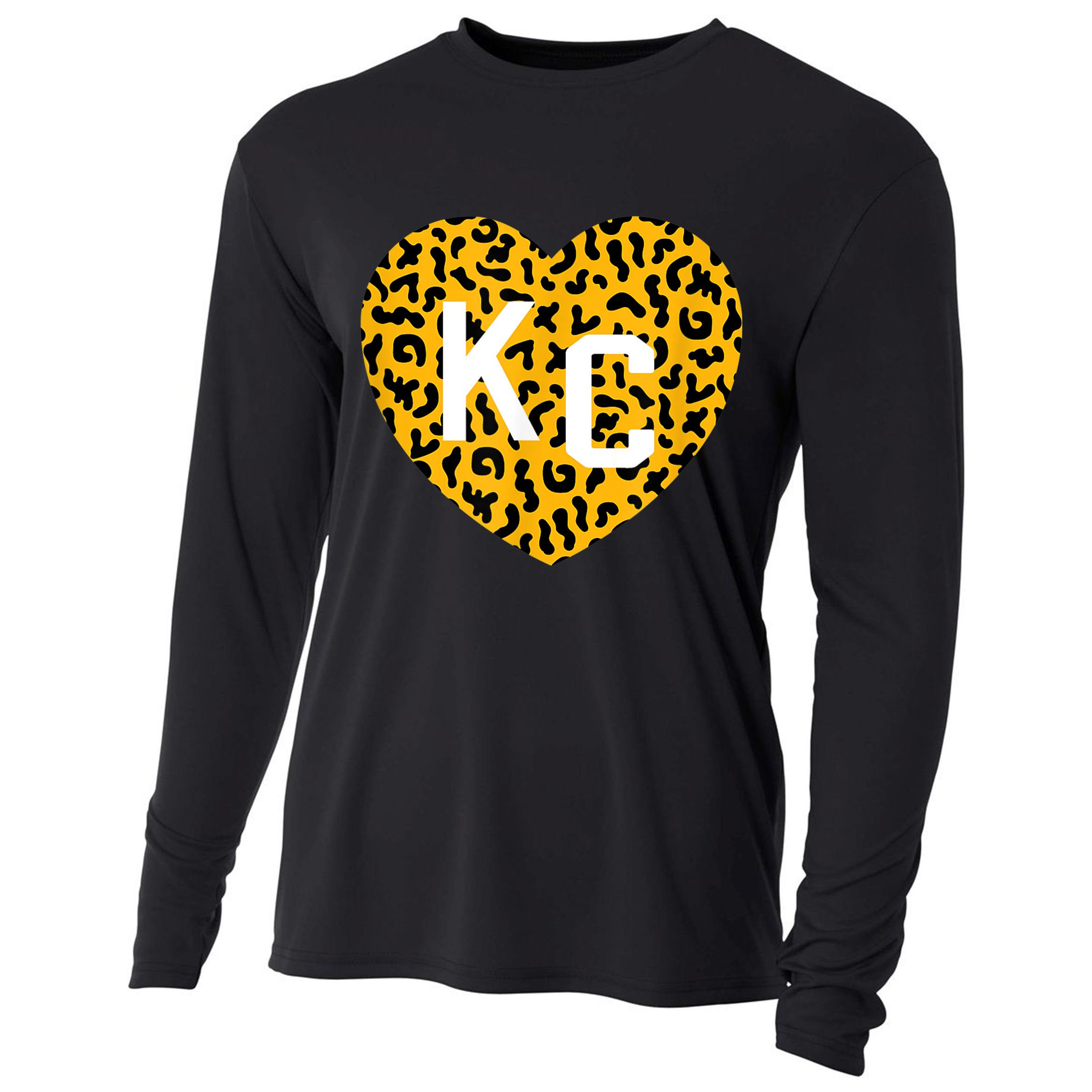 Kc Cheetah Animal Print Heart Kc Kansas City Cheetah Heart Cooling Performance Long Sleeve Crew