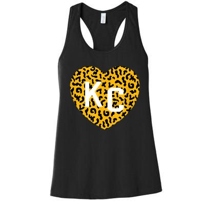 Kc Cheetah Animal Print Heart Kc Kansas City Cheetah Heart Women's Racerback Tank