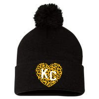 Kc Cheetah Animal Print Heart Kc Kansas City Cheetah Heart Pom Pom 12in Knit Beanie