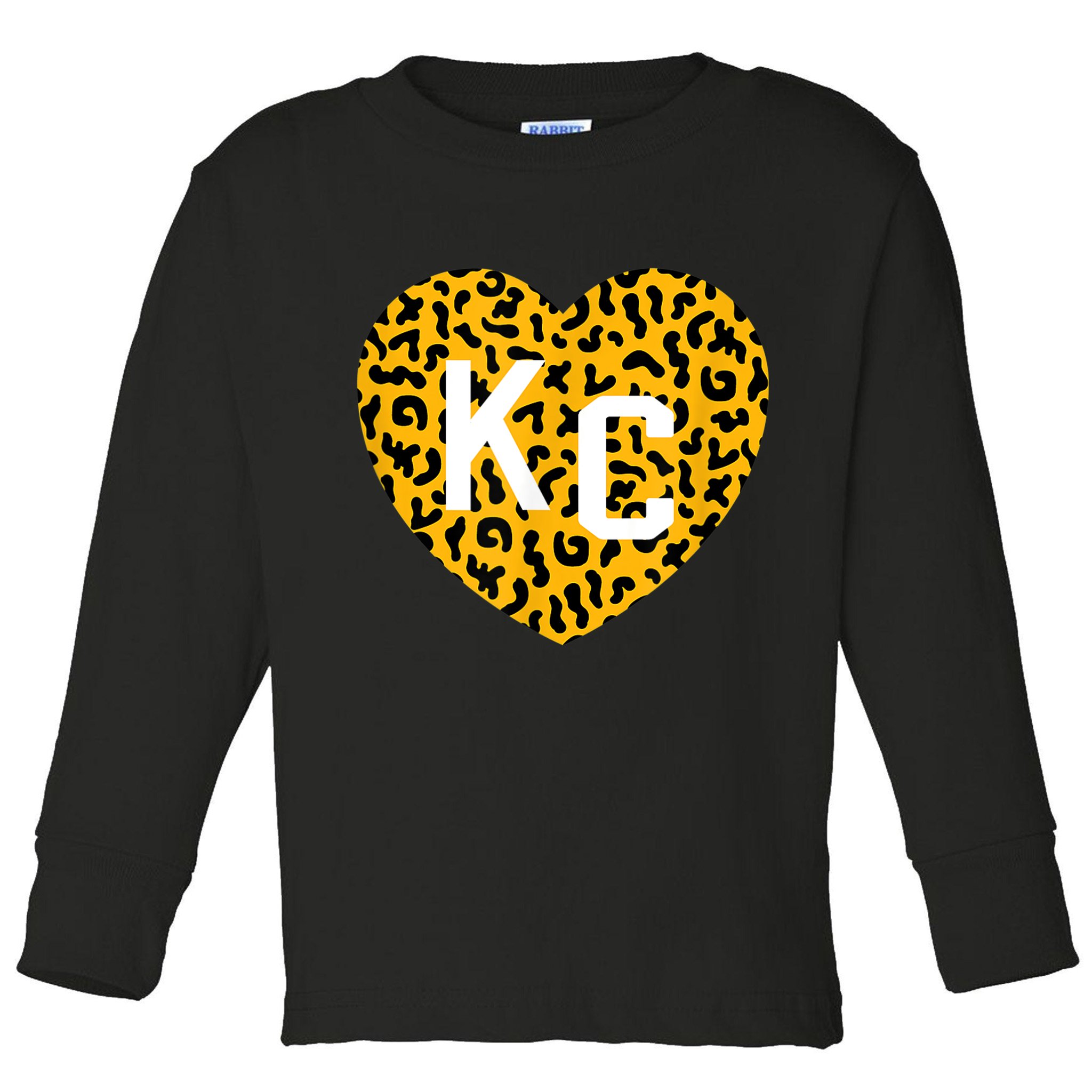 Kc Cheetah Animal Print Heart Kc Kansas City Cheetah Heart Toddler Long Sleeve Shirt