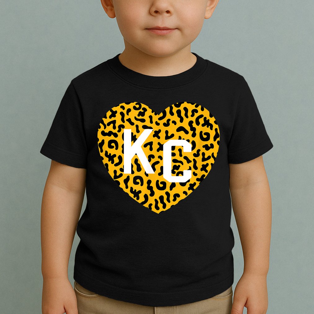 Kc Cheetah Animal Print Heart Kc Kansas City Cheetah Heart Toddler T-Shirt