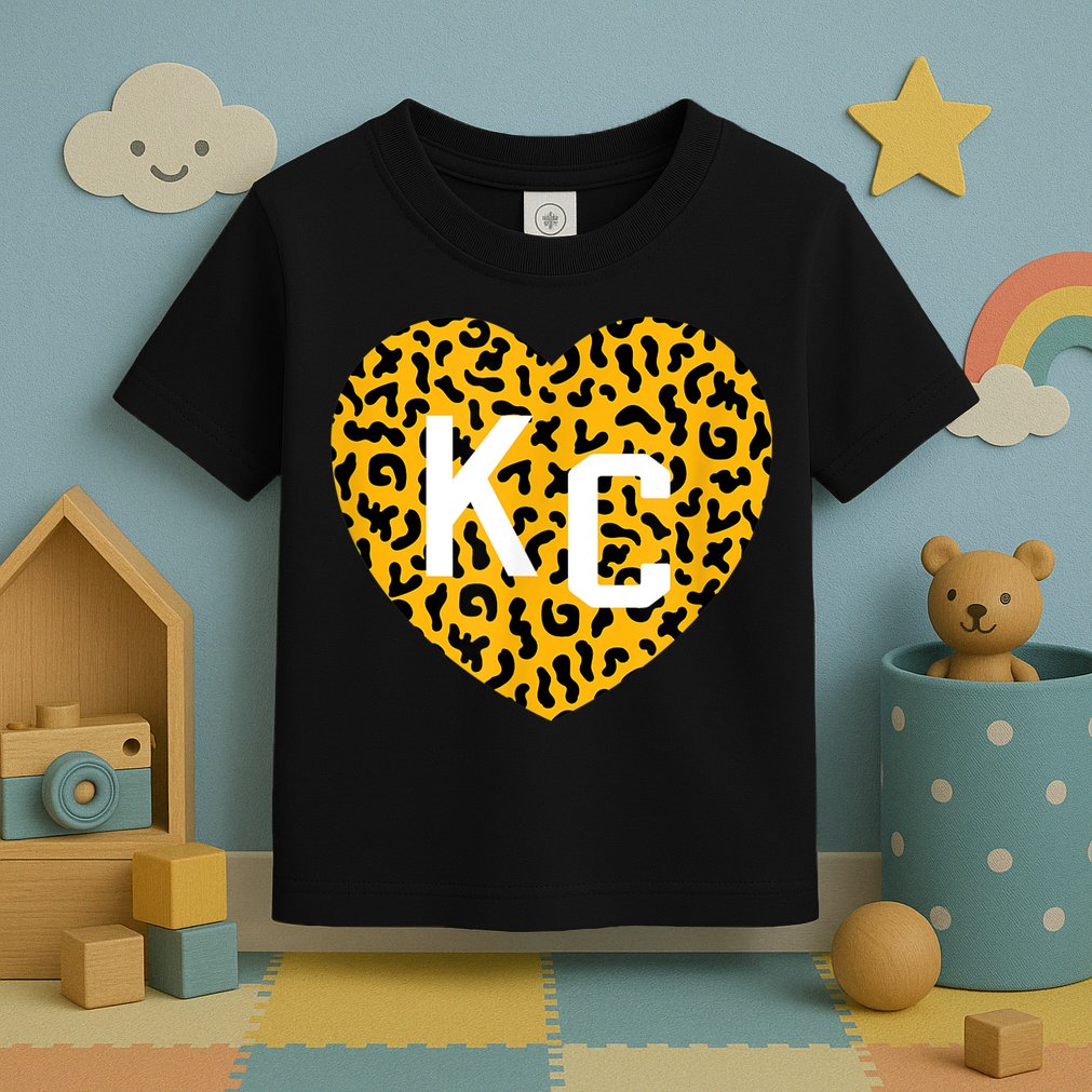 Kc Cheetah Animal Print Heart Kc Kansas City Cheetah Heart Toddler T-Shirt