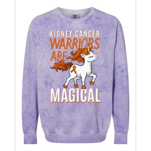 Kidney Cancer Awareness Supporter Warrior Unicorn Lover Gift Colorblast Crewneck Sweatshirt