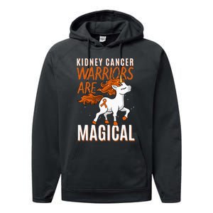 Kidney Cancer Awareness Supporter Warrior Unicorn Lover Gift Performance Fleece Hoodie