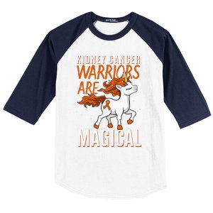 Kidney Cancer Awareness Supporter Warrior Unicorn Lover Gift Baseball Sleeve Shirt