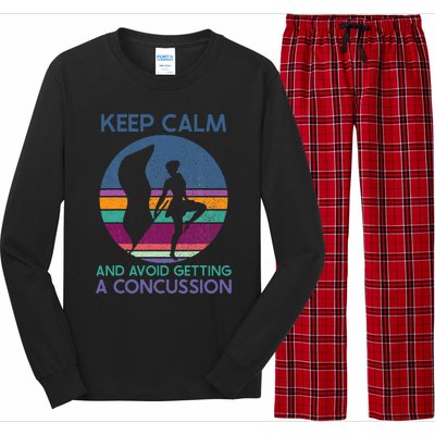 Keep Calm And Avoid Getting A Concussion Retro Color Guard Long Sleeve Pajama Set