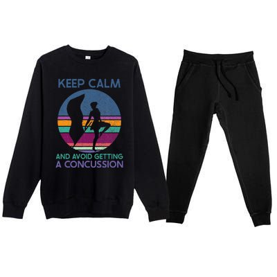 Keep Calm And Avoid Getting A Concussion Retro Color Guard Premium Crewneck Sweatsuit Set