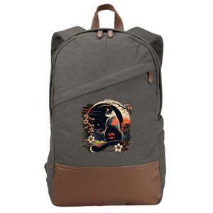 Kawaii Cat Anime Japanese Retro Funny Cat Cotton Canvas Backpack