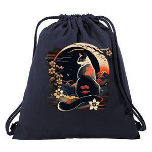 Kawaii Cat Anime Japanese Retro Funny Cat Drawstring Bag