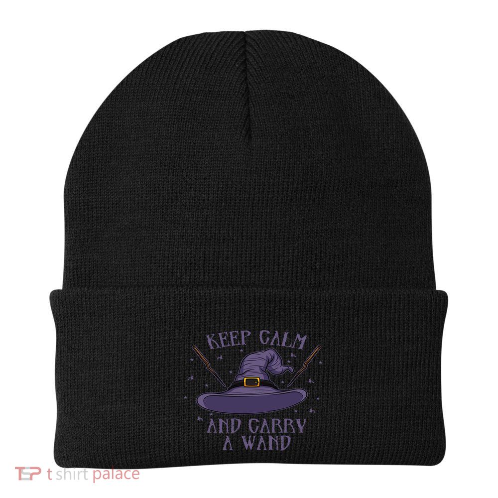 Keep Calm And Carry A Wand Funny Gift Beanie